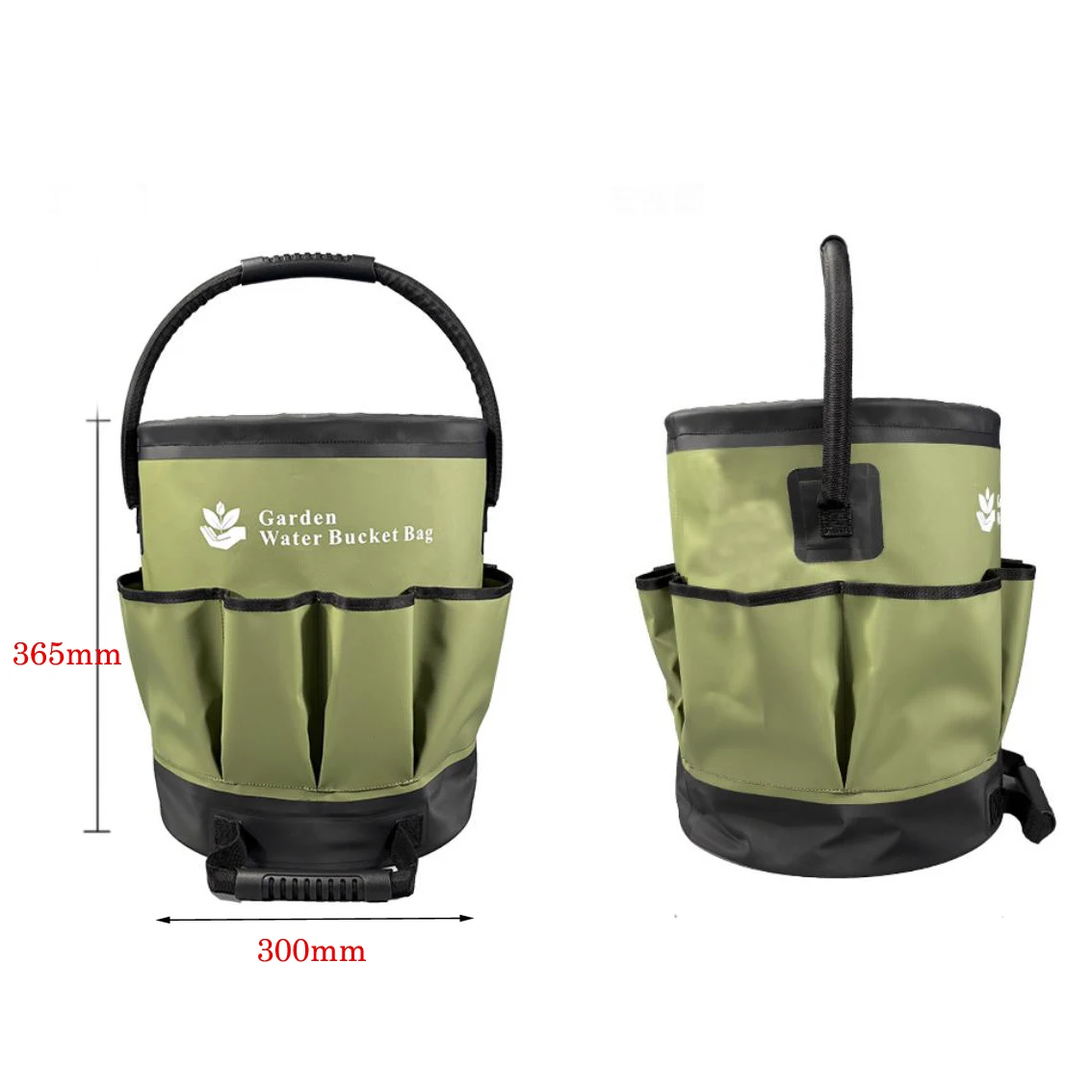 Green Garden Tool Organizer Bag With Multiple Pockets For Holding Shovels Rakes And Trowels Waterproof Outdoor Storage Tote