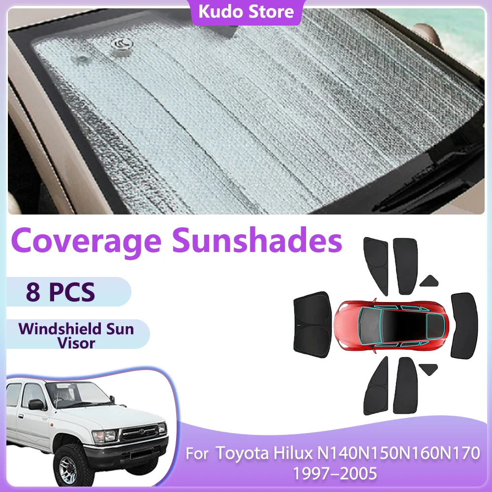 Full Coverage Sunshades Shade for Toyota Hilux N140N150N160N170 1997–2005 Rear Side Windows Car Windshield Sun Visor Curtain .