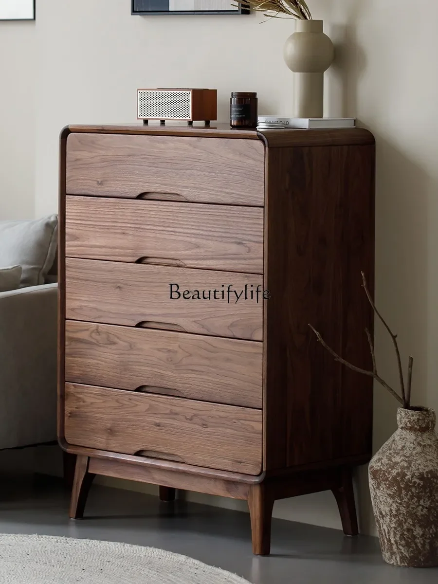 

North American black walnut chest of drawers modern simple all-solid wood Nordic locker