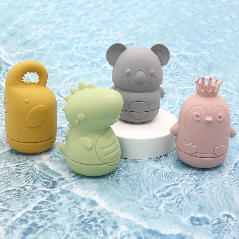 Baby bath toys Baby gnaw silicone small toy set Educational children's bathroom toys