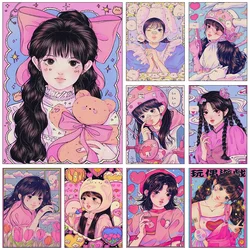 5D DIY Diamond Painting Cartoon Girl Full Round Diamond Mosaic Embroidery Anime Character Cross Stitch Set Home Decoration Gift