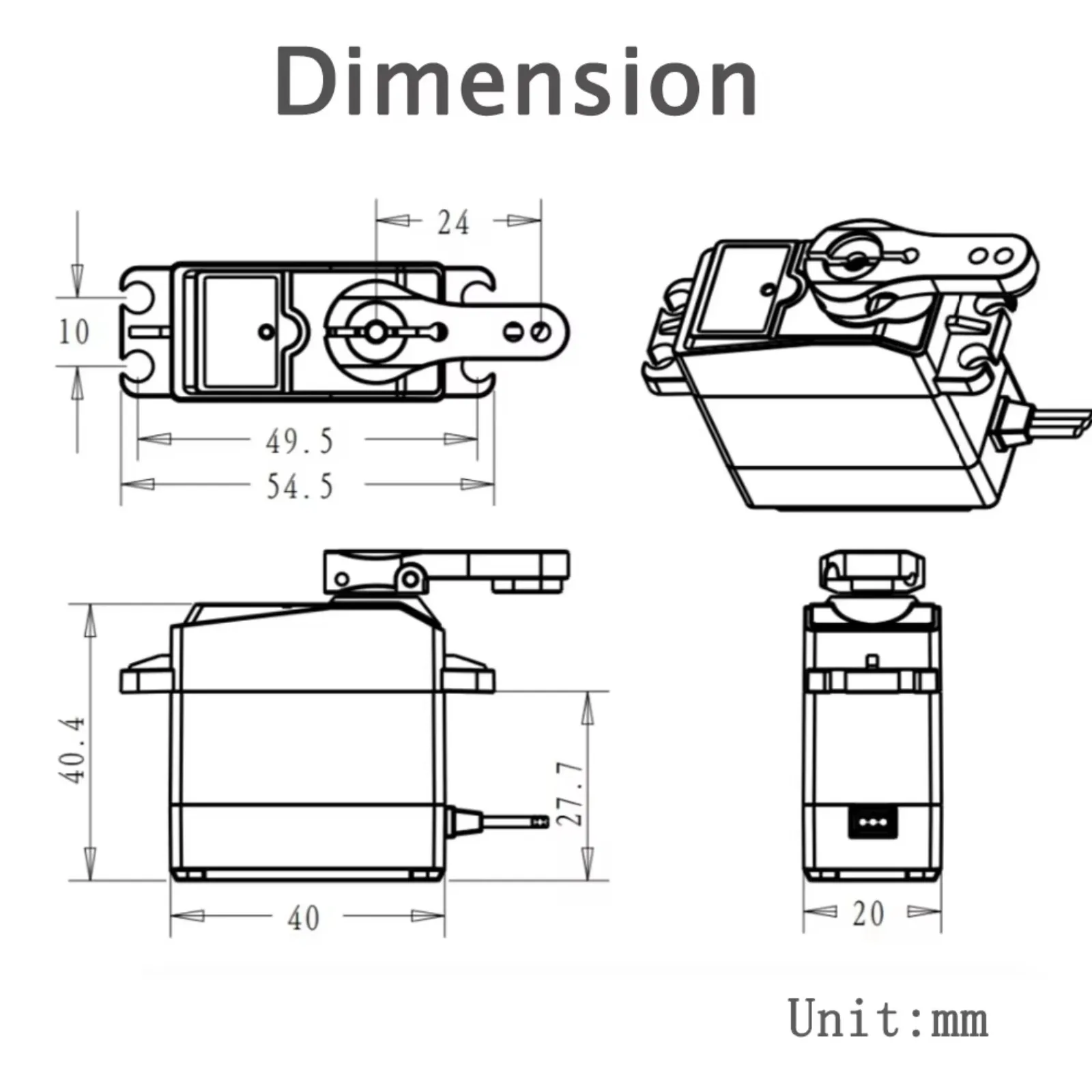 10PCS DS3218 20KG Digital Servo High Torque Waterproof Full Metal Gear for 1/8 1/10 1/12 RC Car Crawler Truck Boat  (180°) - view 5