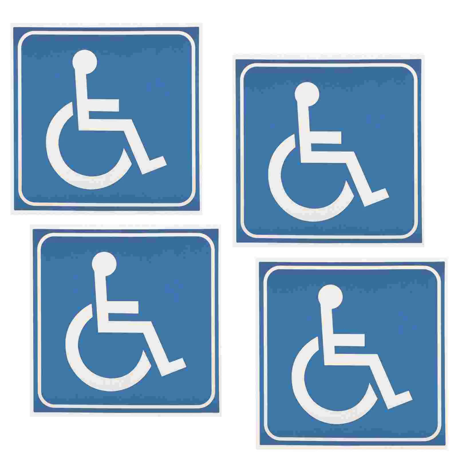 Autocollants de signe de handicap, autocollant de fauteuil roulant handicapé, autocollants de symboles, ongles pour la maison, décalcomanies de fenêtre de voiture, 4 feuilles