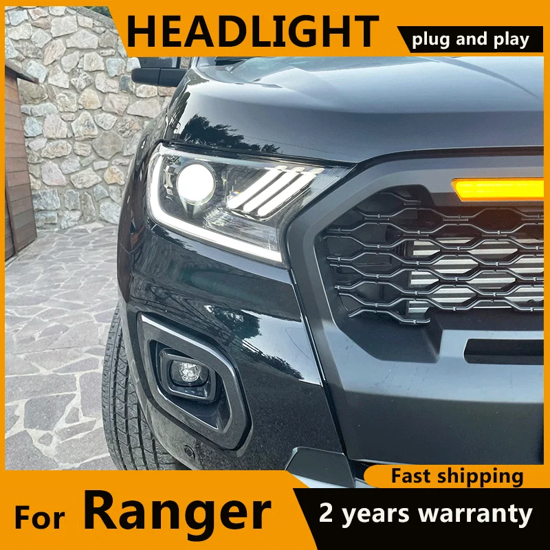 

Для FORD Ranger фары 2016-2021 движущиеся DRL дневные ходовые огни светодиодные биксеноновые лампы противотуманные фары автомобильный аксессуар Everest фара