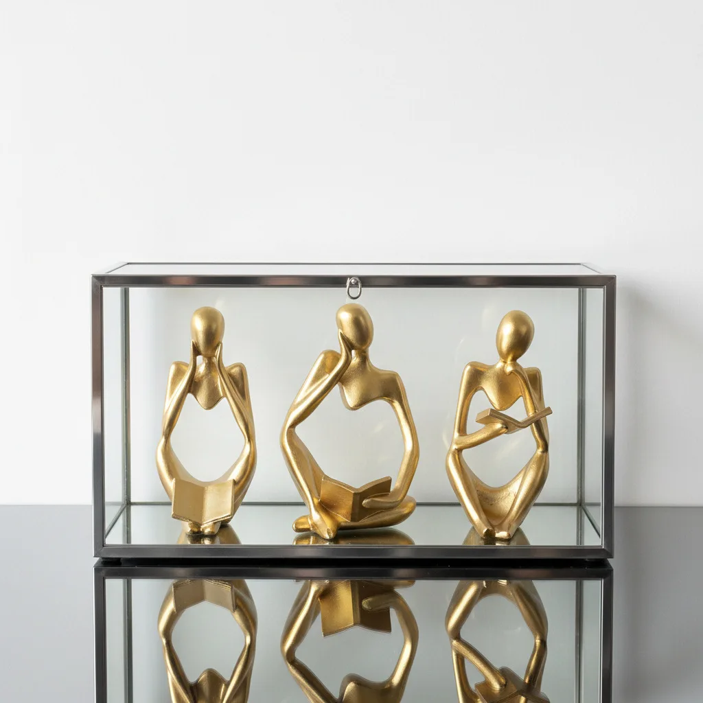 Thinking Man Reading Book Resin Statue Abstract Thinker Sculpture for Office Desk Living Room Tabletop Home Decor Gift