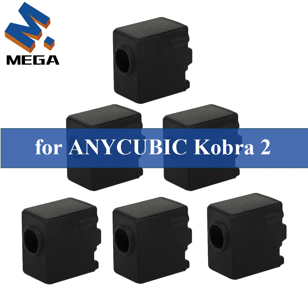 ANYCUBIC-piezas de impresora 3D Kobra 2 Hotend, calcetín de silicona, cubierta negra, cabezal de impresora, bloque térmico, 3/6 piezas