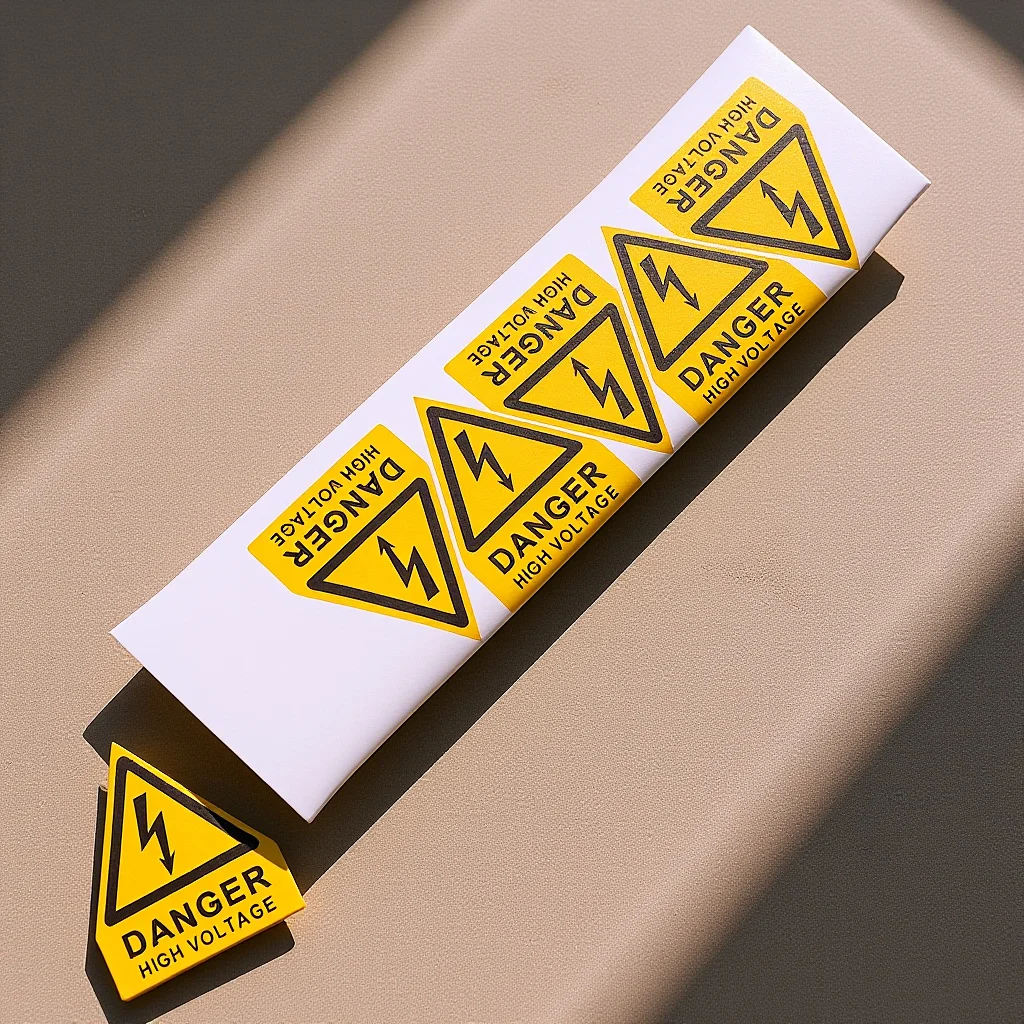 6Pcs Safety Warning Sign High Voltage Danger Label for Machinery Electrical Shocks Protection Yellow Triangle Adhesive