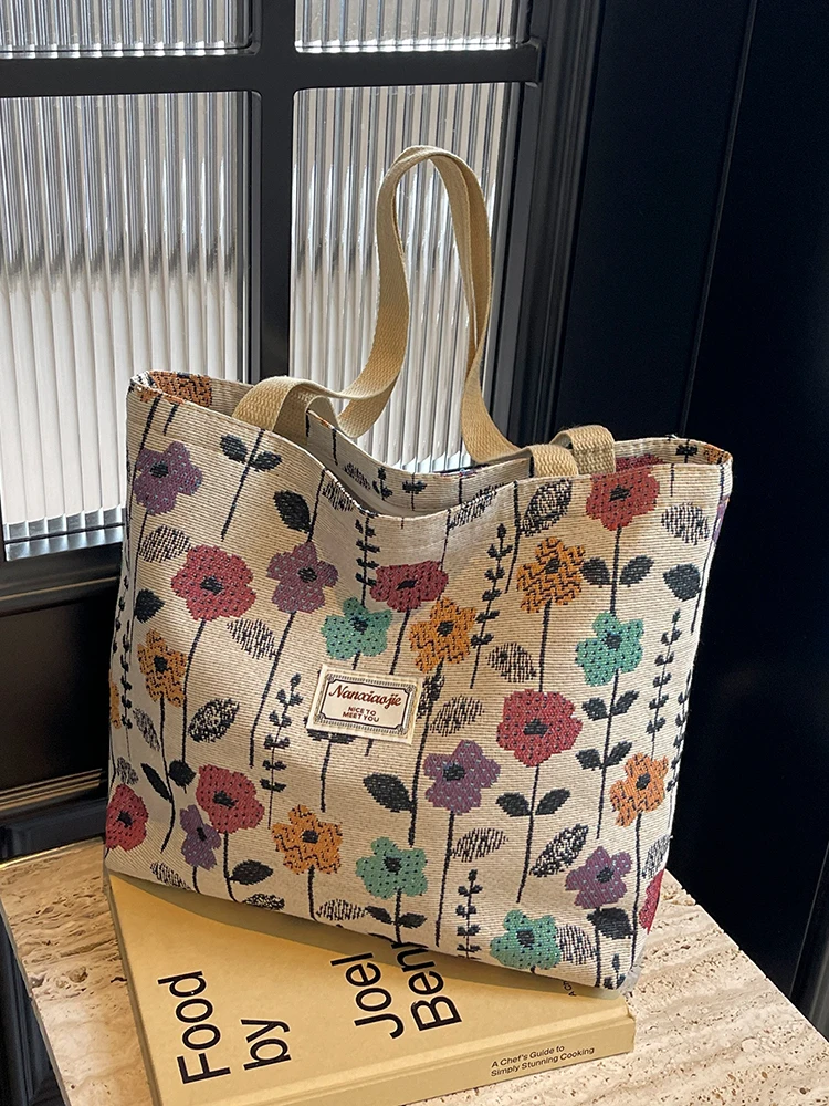 

Large Capaci Canvas Tote Bag Women's Commuter Sle Single oulder Handbag for Class Casual Faion Korean Print Bag