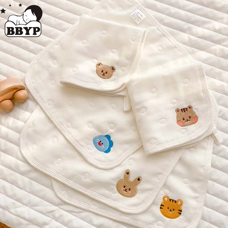 

5Pcs Baby Face Towel Burp Cloth Boys Girl Breathable Feeding Bibs Drooling Bib with Hanging Hook Snap Button Infant Washcloth