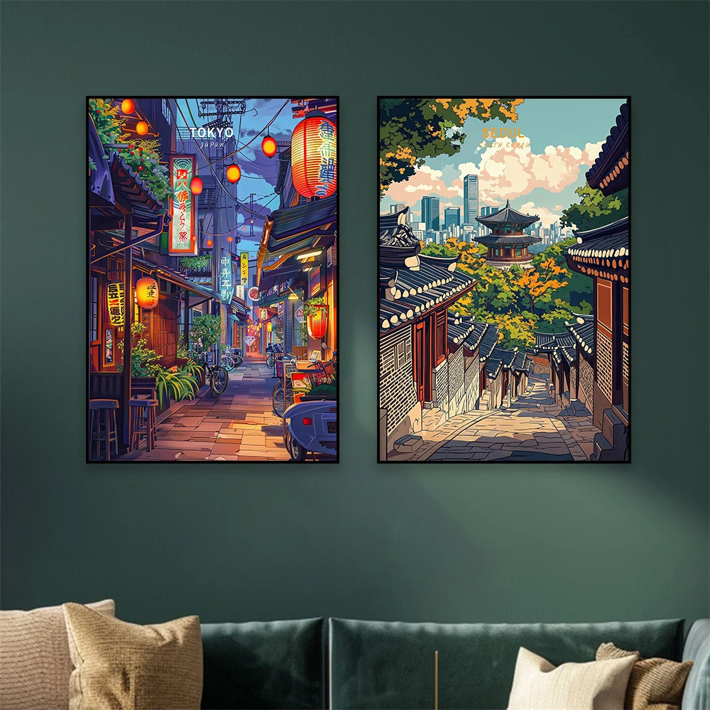 سيول كوريا الجنوبية السفر المشارك كوريا الجنوبية السفر جدار الفن يطبع سيول كوريا الجنوبية طباعة قماش اللوحة هدايا عيد الميلاد ديكور #1