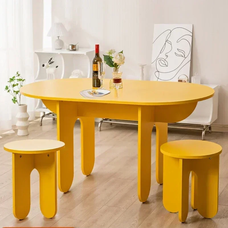 zq Nordic Dining Table Home Long Table Workbench Oval Study Desk Office Conference Table