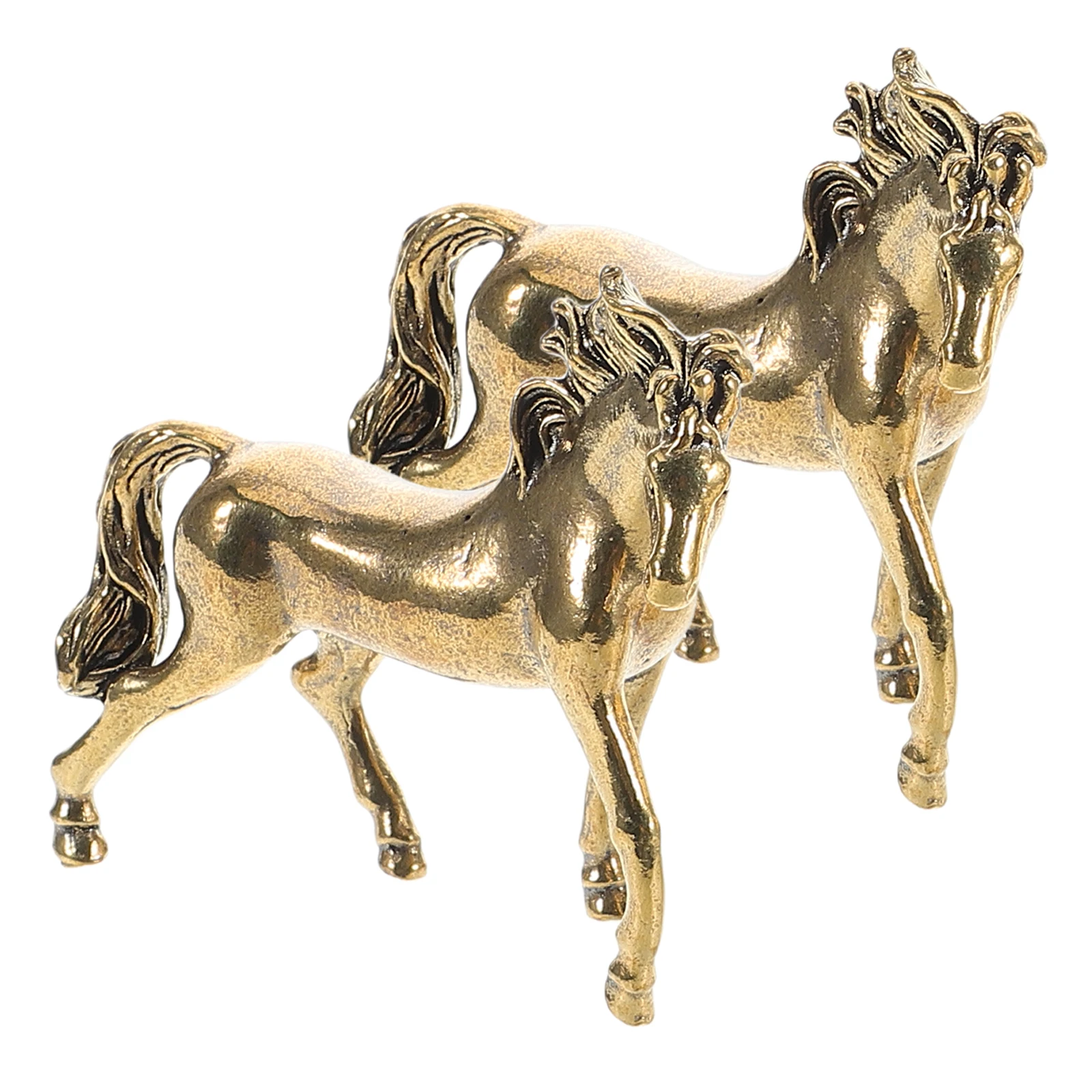 

2 Pcs Statue Creative Brass Figurine Desktop Adornment Feng Shui Horse Horse Sculpture Figurine Decor Metal Sculpture