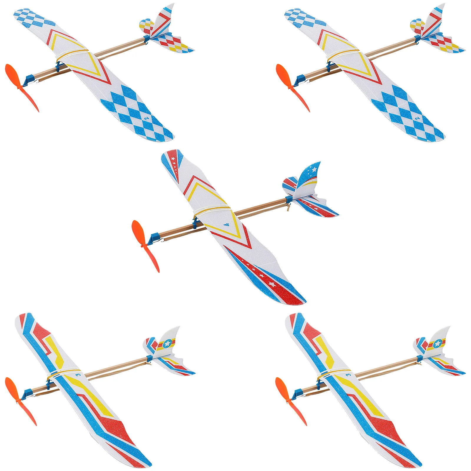Set di 5 Aeroplani a Vento Fai-da-Te, Giocattoli Educativi per Bambini, Aerei Volanti Fatti a Mano, Set di Attività per Bambini, Colori Vivaci, Giocattoli Aerei Fai-da-Te