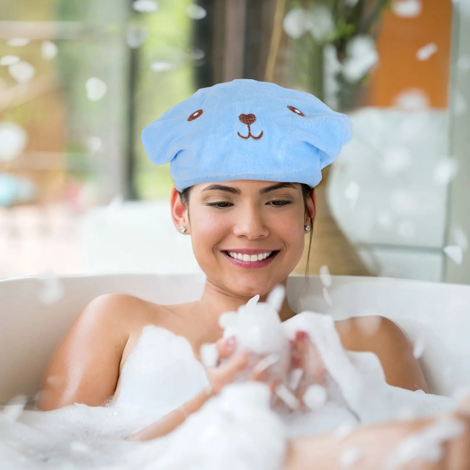 

2pcs Hair Drying Caps Polyester Fiber Quick Absorbent Lightweight Bathing Hats For Women Hair Towel Wraps Shower Caps Bath