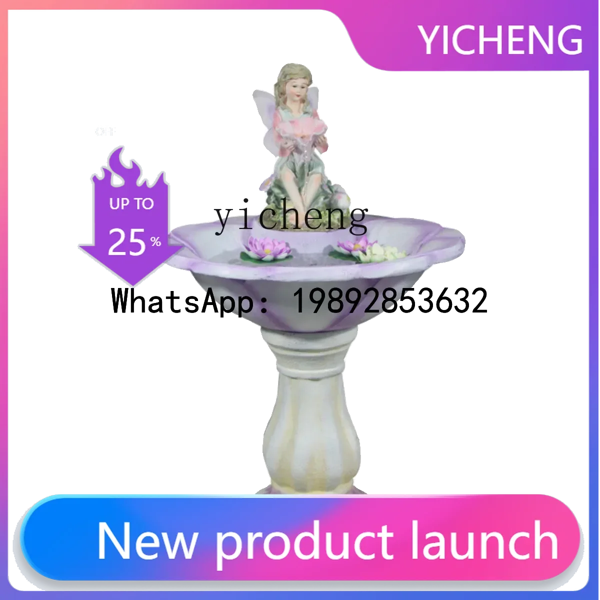 B1 European-style Garden Flower Fairy Fountain Water Feature Living Room Flowing Water Lucky Decoration Ornament