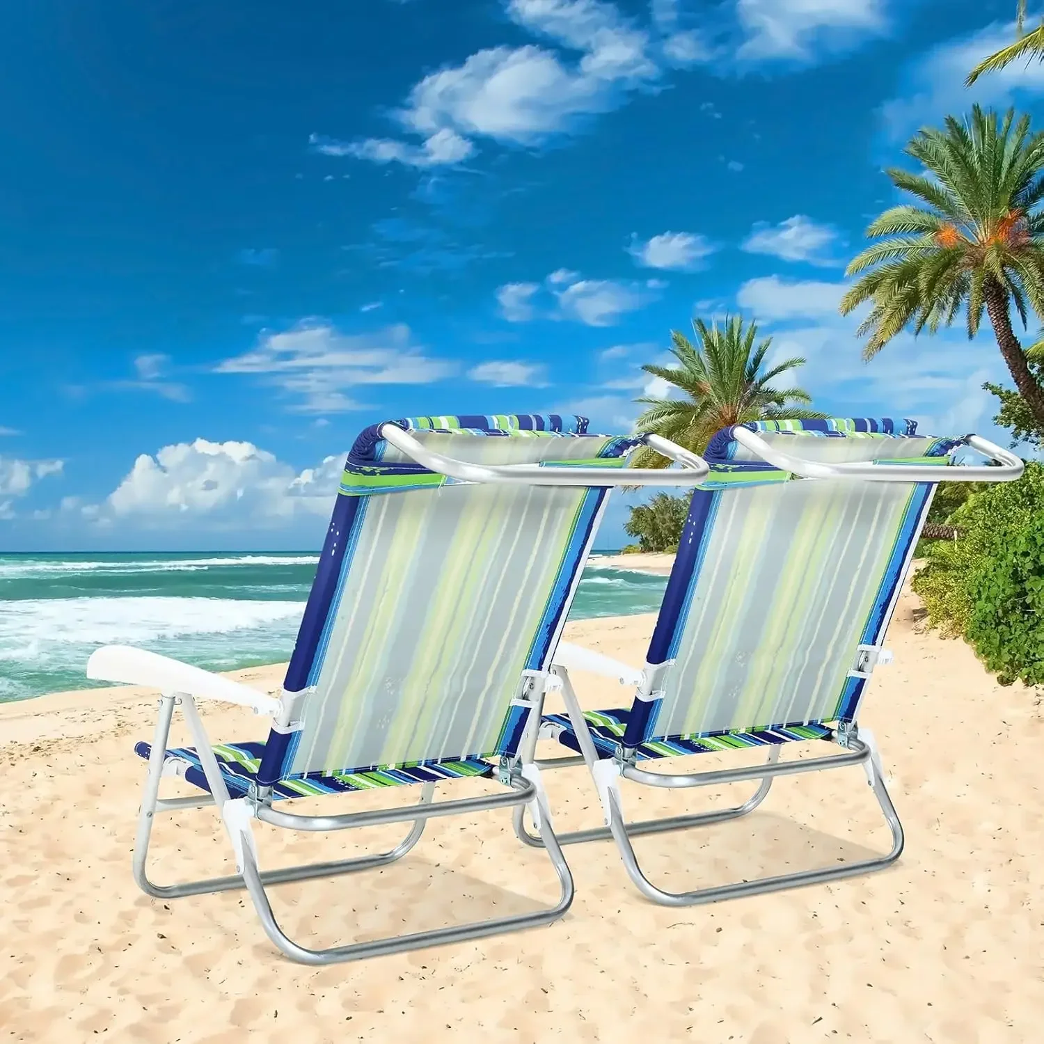 y Backpack Camping Chair Patio Folding Chair Reclining Back with 6 Adjustable Position Head Pillow