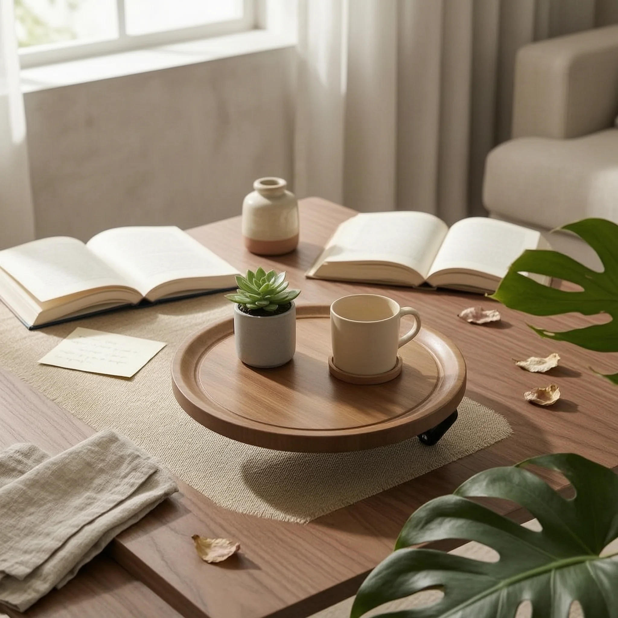 

Fold down Side Table Foldable Swivel Side Shelf Round Floating Desk Space Saving Household Furniture Compact for Bedroom