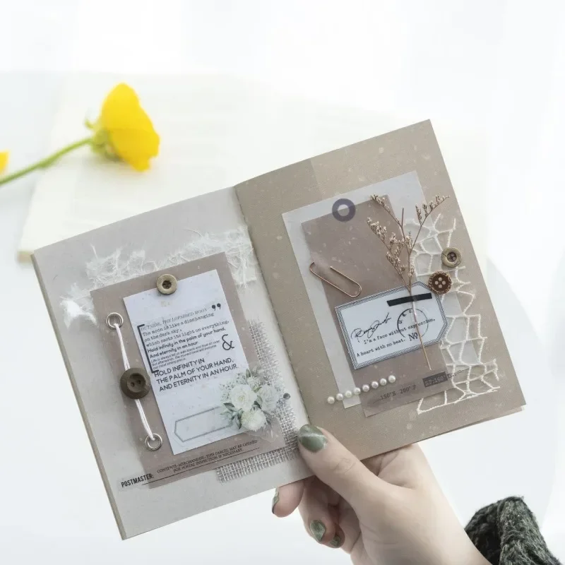 30Pcs Material Paper Flower Room Gentle Color Notebooks Matching texture Notebooks Writing Handbook Scrapbook 201*116mm