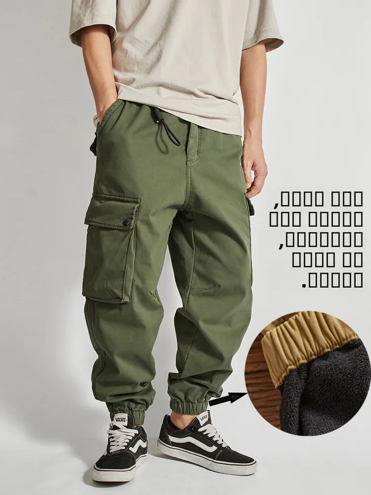 

Мужские рабочие брюки Thiened Fce, модные, в стиле INS, больших размеров, с завязками, в стиле ретро, с множеством карманов, американские повседневные брюки