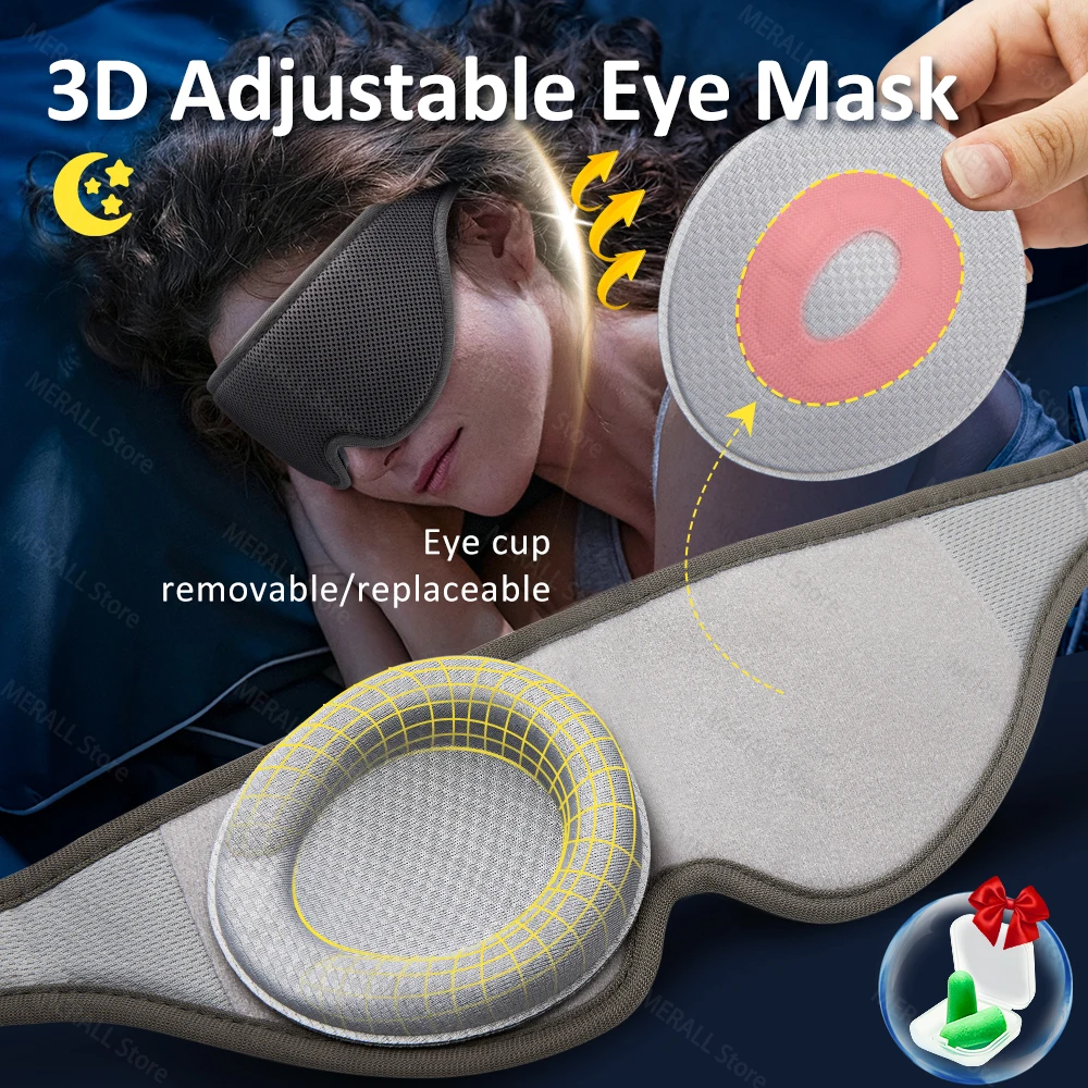 

3D Sleeping Mask Block Out Light Soft Padded Sleep Mask For Eyes Slaapmasker Eye Shade Blindfold Sleeping Aid Face Mask Eyepatch