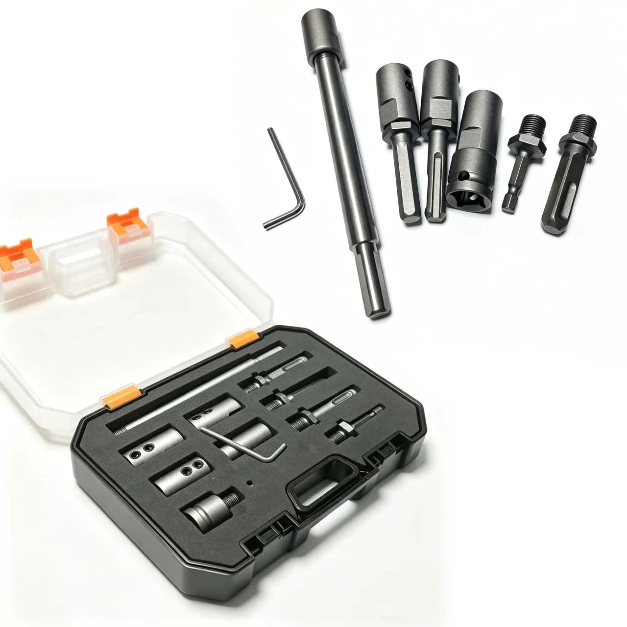 11PCS Drill Bit Adapter Set For Electric Hammer Wrench With Round Square Shank 1/2in Drive Home Repair Tools