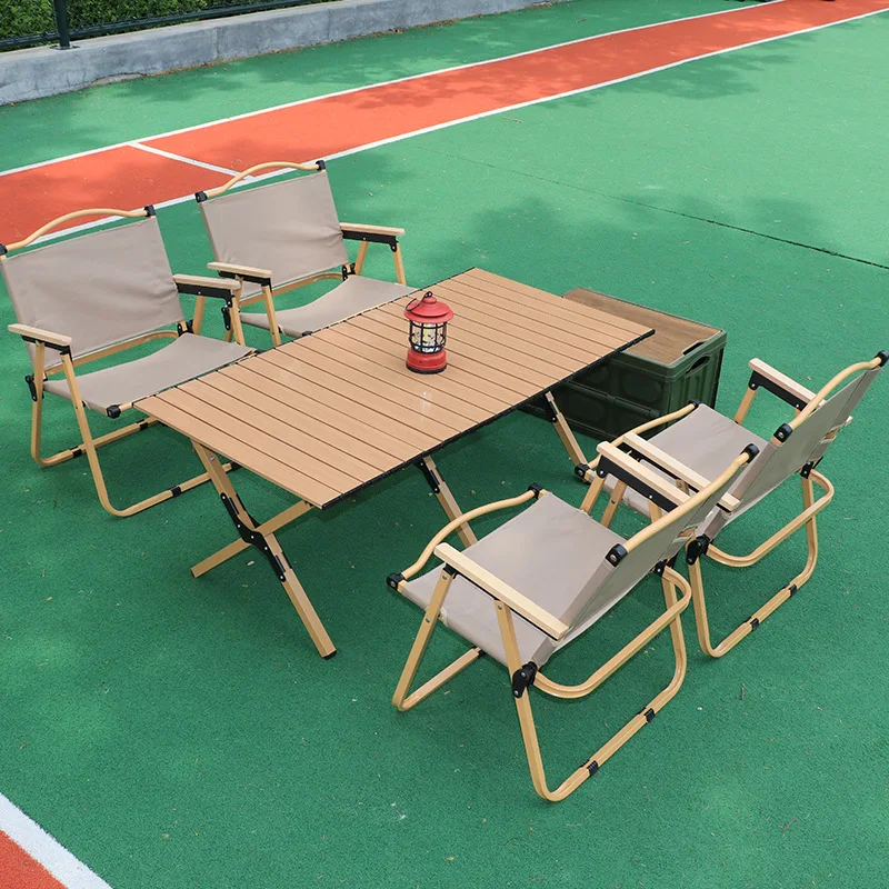Outdoor aluminum alloy folding dining table and chair set is suitable for balcony cafe camping restaurant barbecue use
