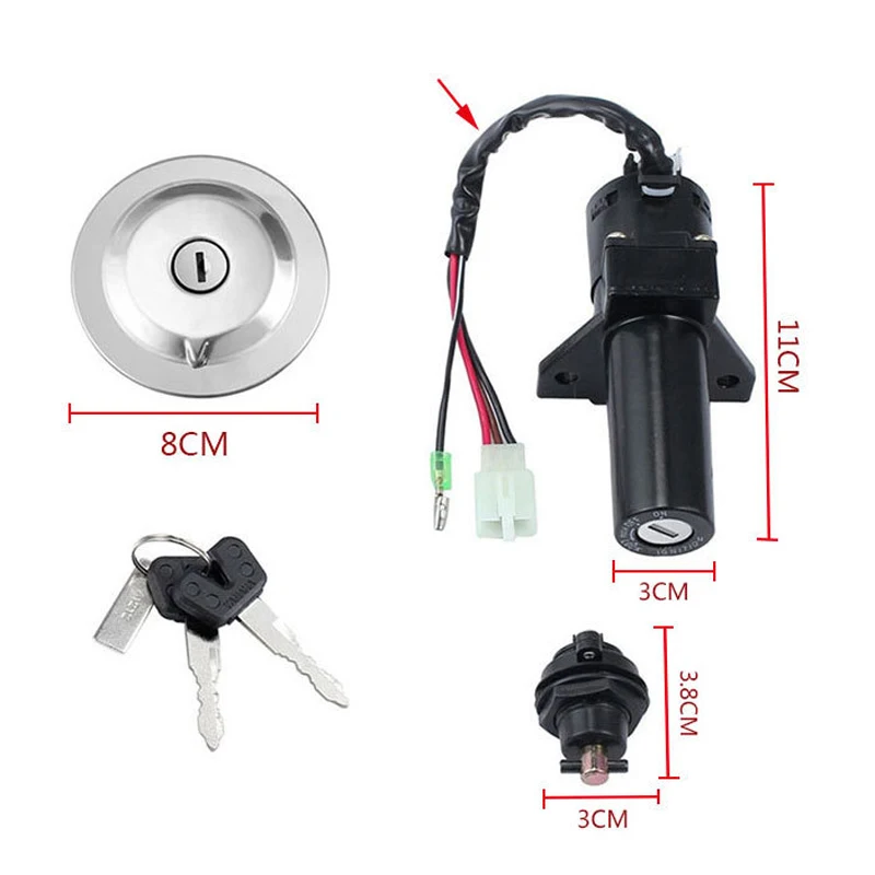 

Motorcycle Ignition Switch Key Set Main Lock Fuel Tank Cap Side Lock for Yamaha Jianshe YBR125 05/06/07/08/09/10/11/12/13 JYM125