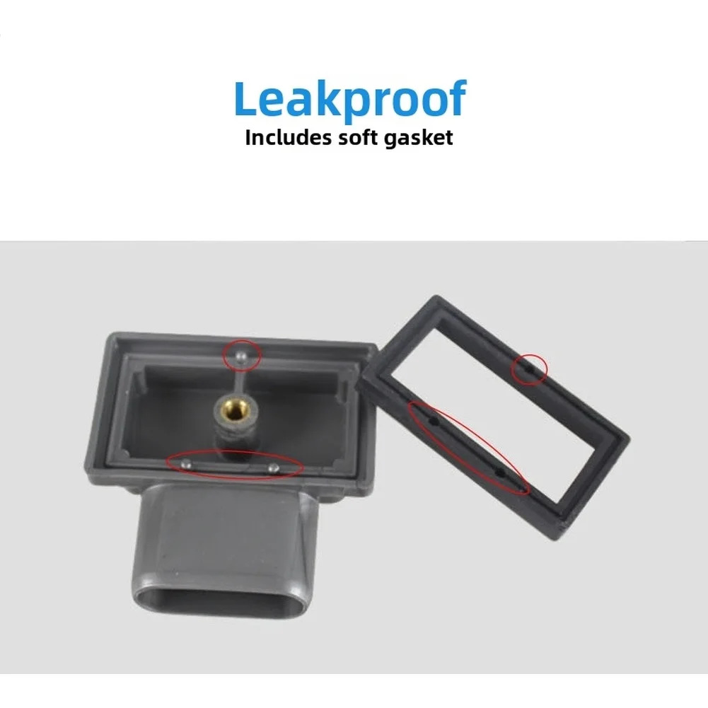 Kitchen Sink Side Overflow Accessory Gray PP Square Head with 250mm Adjustable Overflow Pipe Fitting for Drain Setup