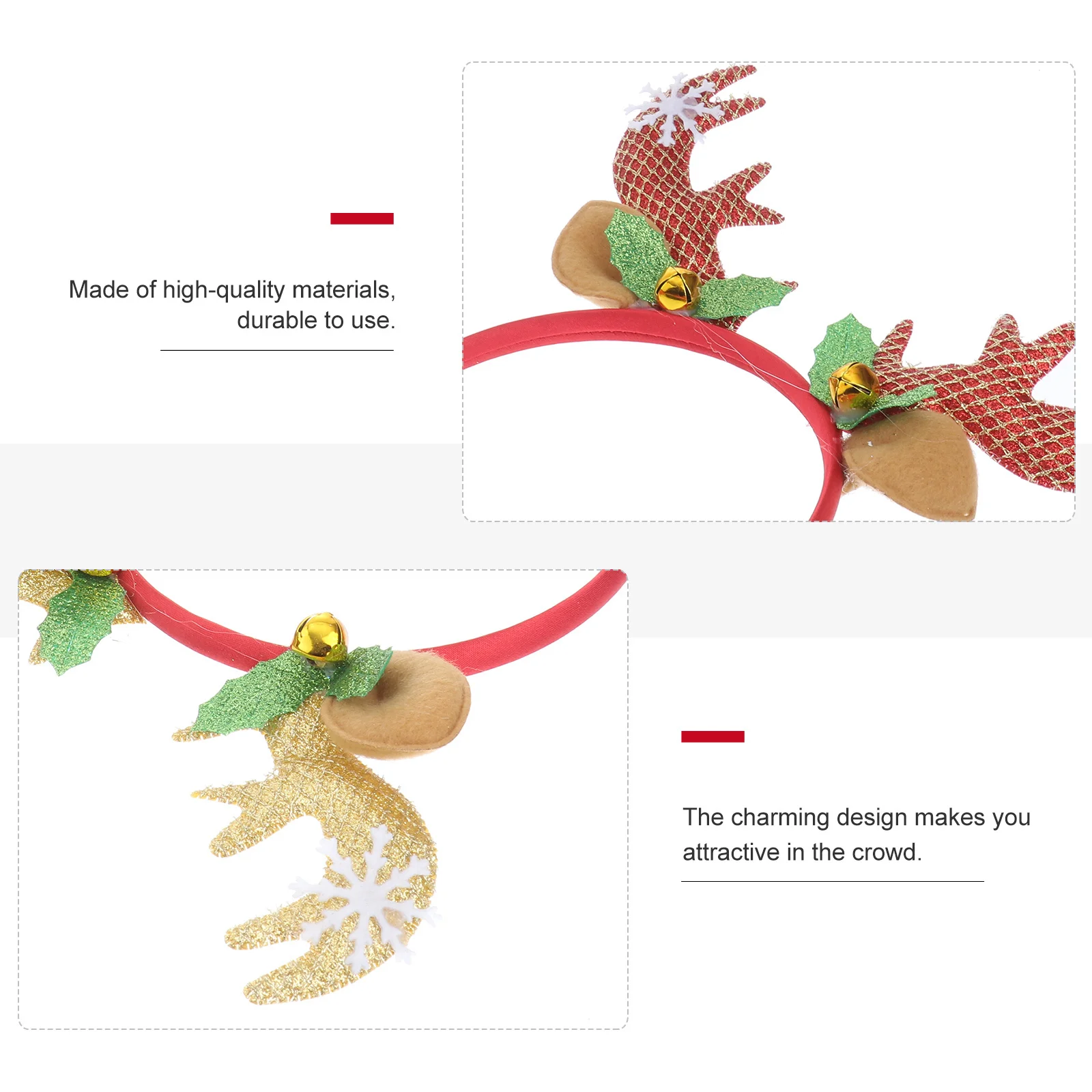 

2pcs Christmas Antler Hair Hoops Non-Slip Festive Headband For Women Party Costume Cosplay Birthday Halloween Fancy