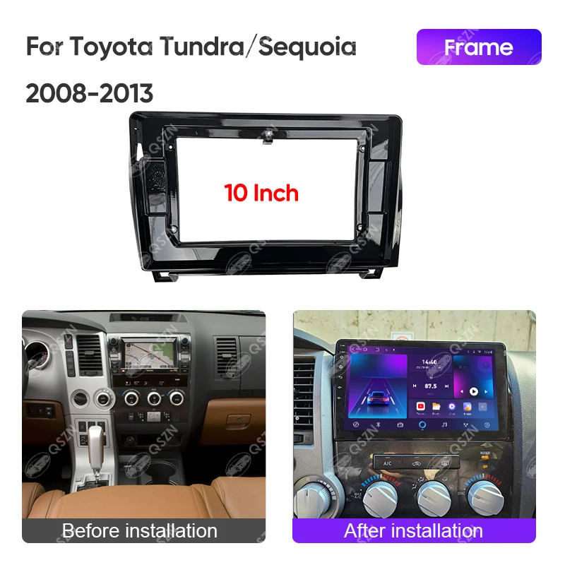 QSZN 10 Inch Car Radio Fascia Frame For Toyota Tundra/Sequoia 2008-2013 Dash Audio Stereo Adaptor Panel Car Radio DVD Frame