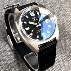 Tandorio Dress 200M 36mm Automatic Men Dive Watch NH35A PT5000 Double Domed AR Sapphire Sunburst Dial Date Nylon Strap Luminous