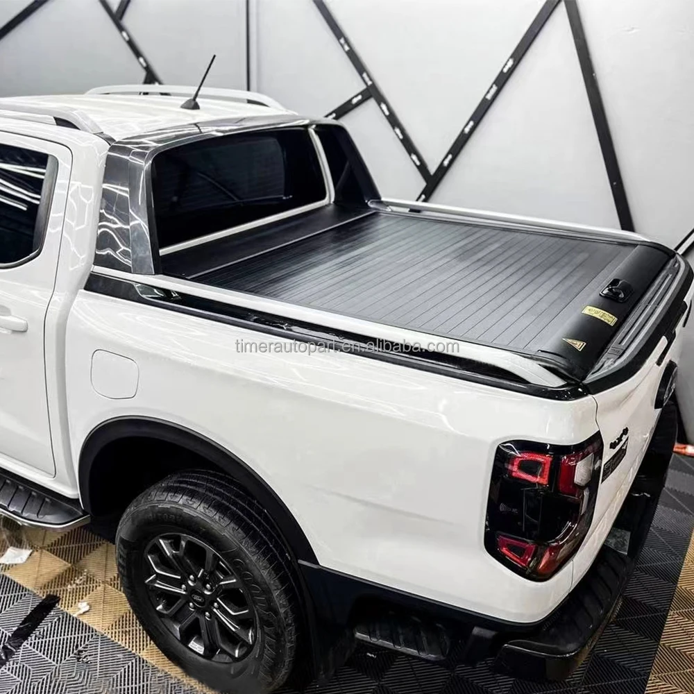 fo rd Next Gen Ranger T9 Aluminum Tonneau Cover 4x4 Offroad Waterproof Retractable Truck Bed Cover Shuttle Lid with Key Lock