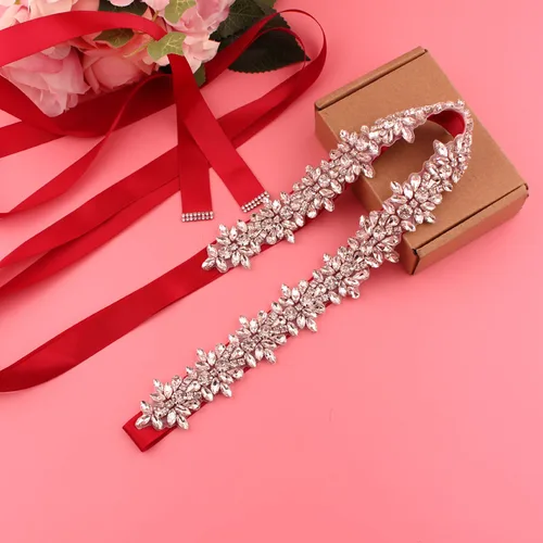 Imagen 2 del producto Cinturón nupcial de cristal con cintas, cinturón de boda plateado hecho a mano, cinturón de cristal para vestidos de noche de boda, cinturones para mujer