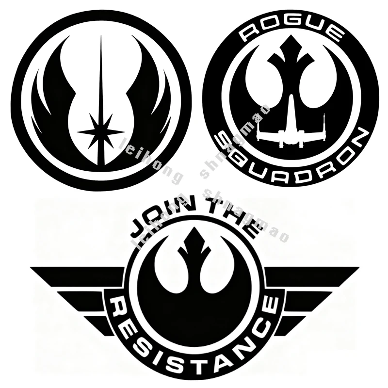 Pegatina de vinilo con logotipo de la Alianza Rebel, pegatina del escuadrón de Rogue rojo, pegatinas de pedido Jedi para coche, decoración, cobertura contra arañazos para motocicleta y coche