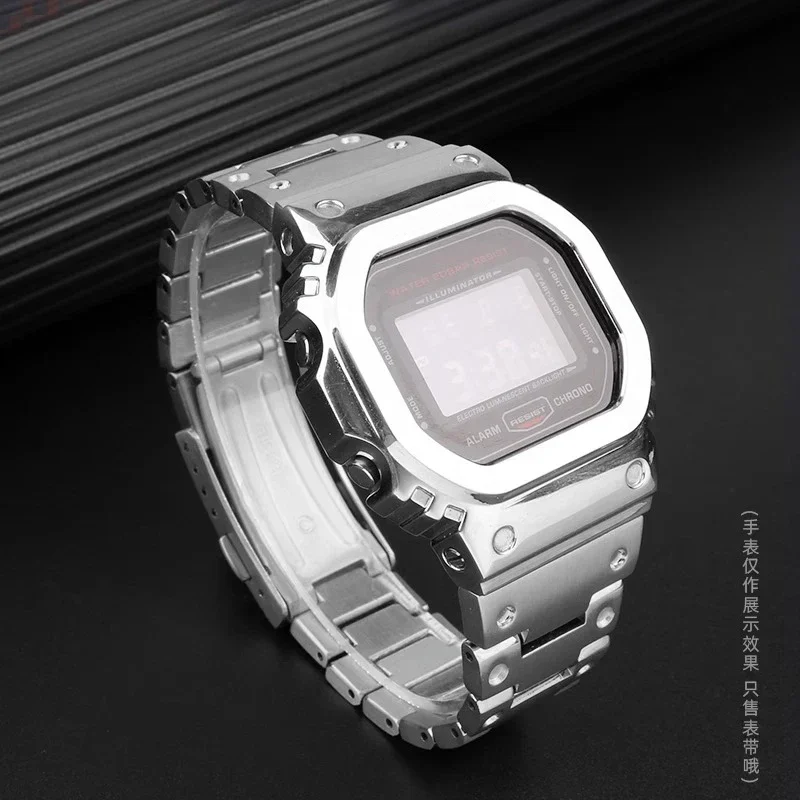 GBM-2100/GM2100/GA 2100 16mm Stainless Steel Watchbands for Casio G-SHOCK Metal Octagon Bracelet Replacement (Silver/Black/Gold)