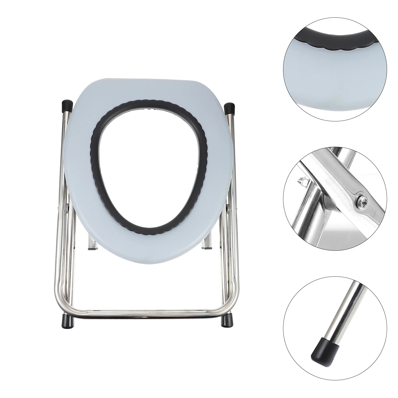 Foldable Bathroom Toilet Chair Portable Toilet Stool Stainless Steel Potty Chair for The Old Outdoor Camping Hiking Travel