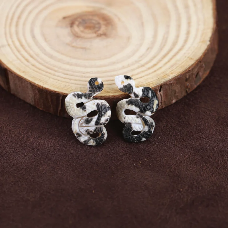 Natural Shell Snake Earring Beads for Jewelry Making, Handmade Natural stones beads 2