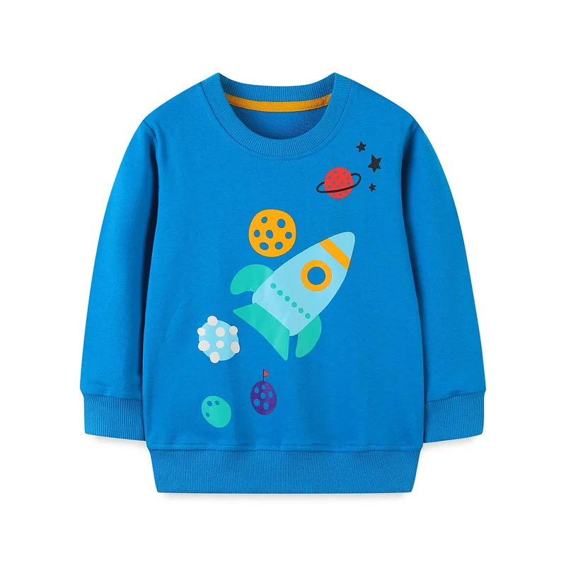 Jumping Meters 2-7T New Arrival Children's Sweatshirts Rockets Space Print Autumn Boys Hooded Shirts Long Sleeve Children's Tops