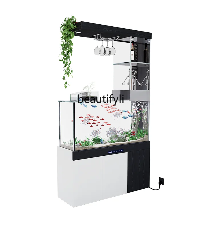 Fish Tank Living Room Small Intelligent Ecological Change Water Bottom Filter TV Cabinet next to Glass Aquarium