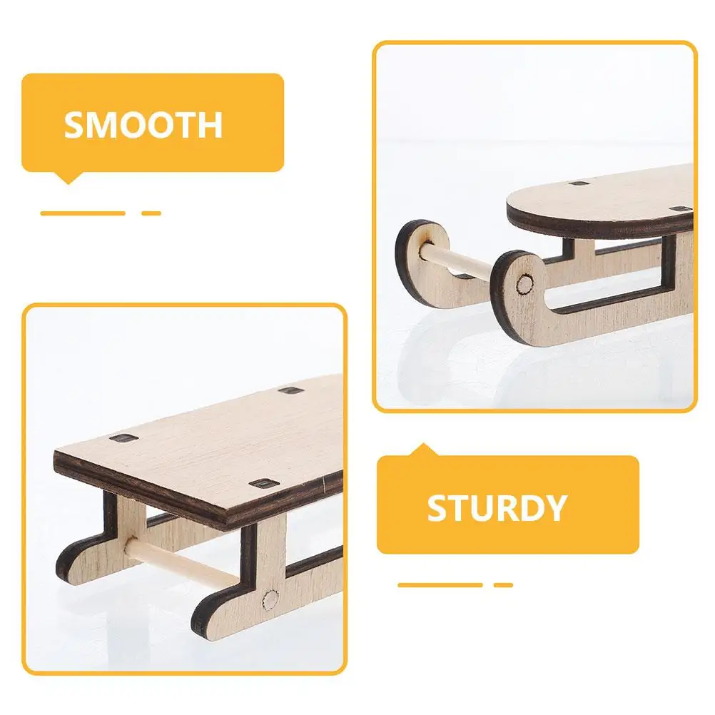 6 pièces traîneau en bois traîneau de noël père noël bonhomme de neige décor à la maison Miniature bricolage artisanat inachevé Portable enfants jouet éducatif