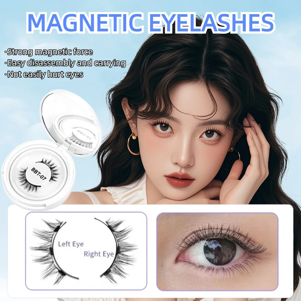 Professional Magnetic False Eyelashes with Mirror Glue-Free Reusable Eyelash Extension Wispy Tweezer Dual Magnetic Lashes Women