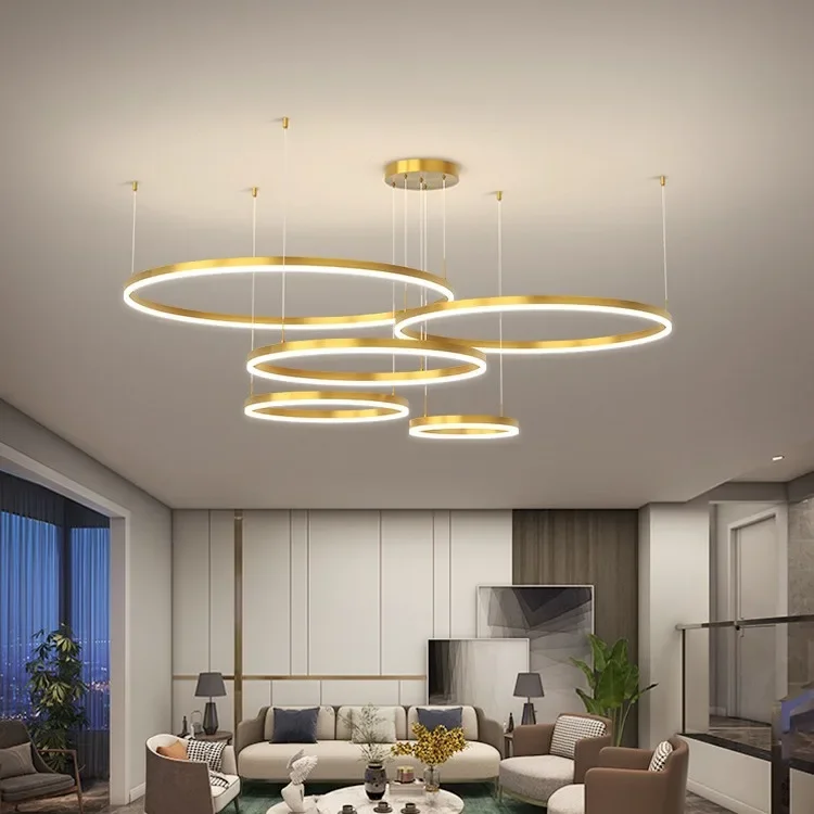 

Modern LED Pendant Light for Living Dining Room Bedroom Hotel Circular Ring Chandelier Indoor Home Decor Lighting Fixture Luster