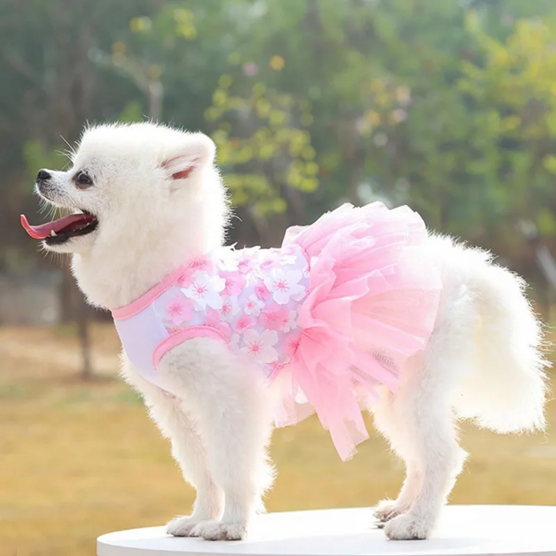 1pc Dog Summer Dress Cat Lace Skirt Pet Clothing Chihuahua Stripe Skirt Puppy Cat Princess Apparel Puppy Clothes Pet Supplies