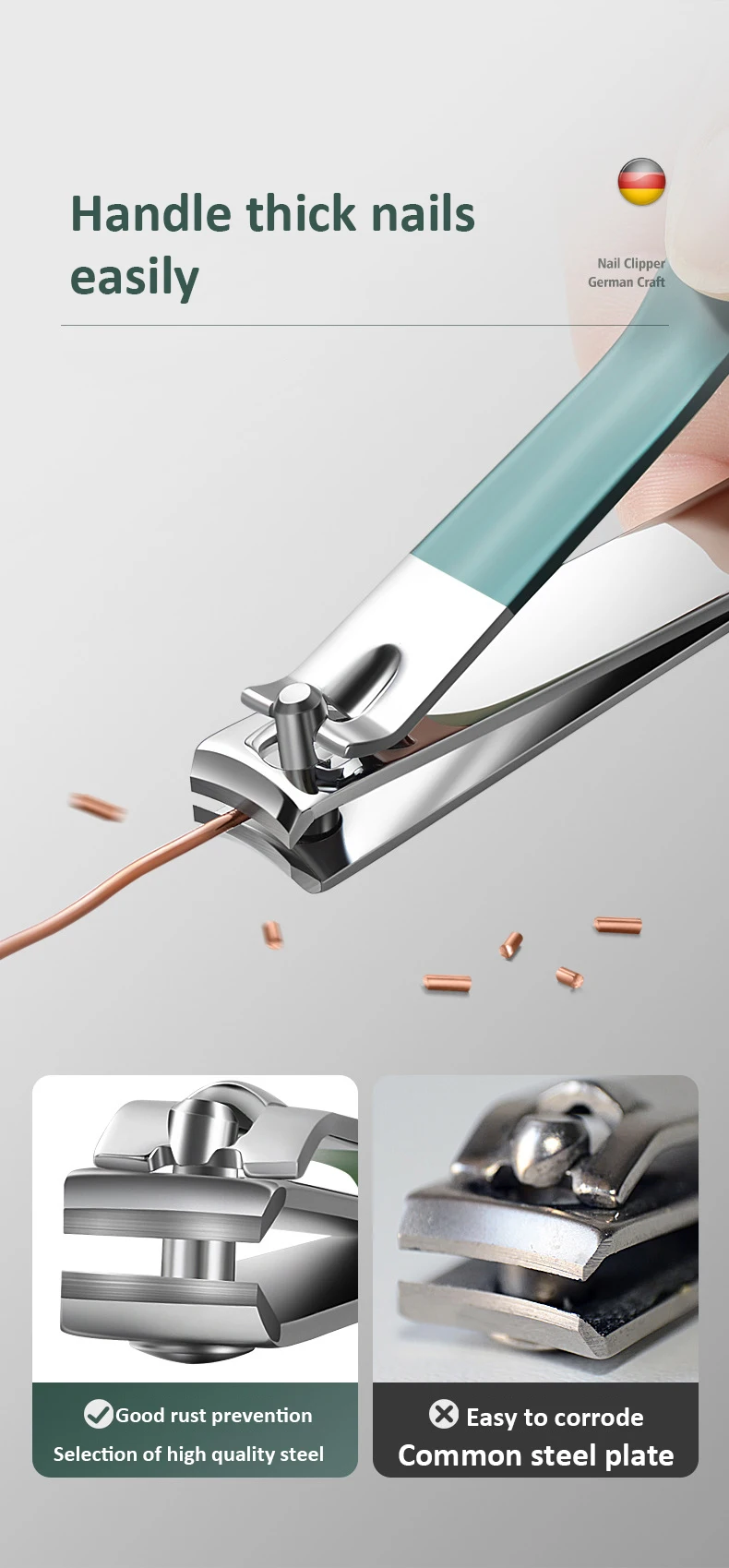Neues Nagelknipser-Set, 4-teilig, mit drehbarer Ledertasche, professioneller Trimmer, Pediküre-Pflegewerkzeuge, Maniküre-Set, Heimpflege-Geschenk – Detail 5