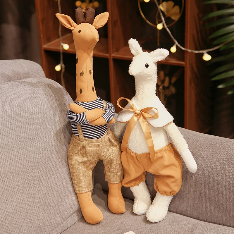 INS Kawaii Animal Baby Bedroom Accompanying Dolls Cute Giraffe Plush Toys For Children Stuffed Alpaca Doll for Kids Comfort Toys