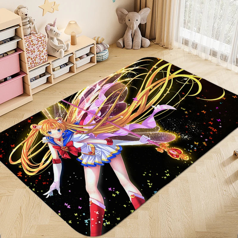 Sleeping Room Rugs A-Sailor Moons Washable Non-slip Kitchen Rug Aesthetic Funny Doormat Entrance Door Carpets Living Room Carpet