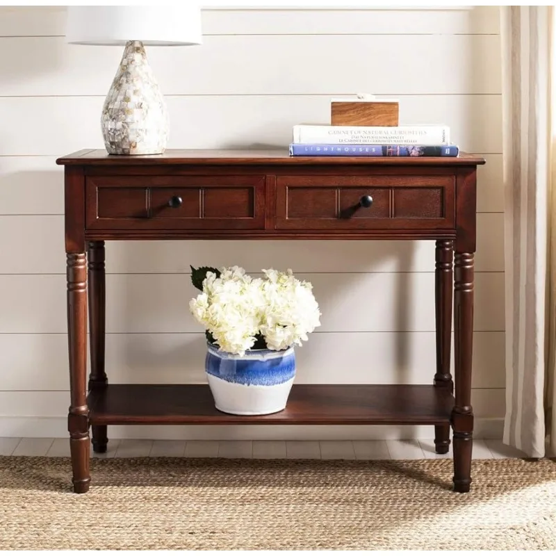 American Homes Collection Samantha Dark Cherry 2-Drawer Console Table