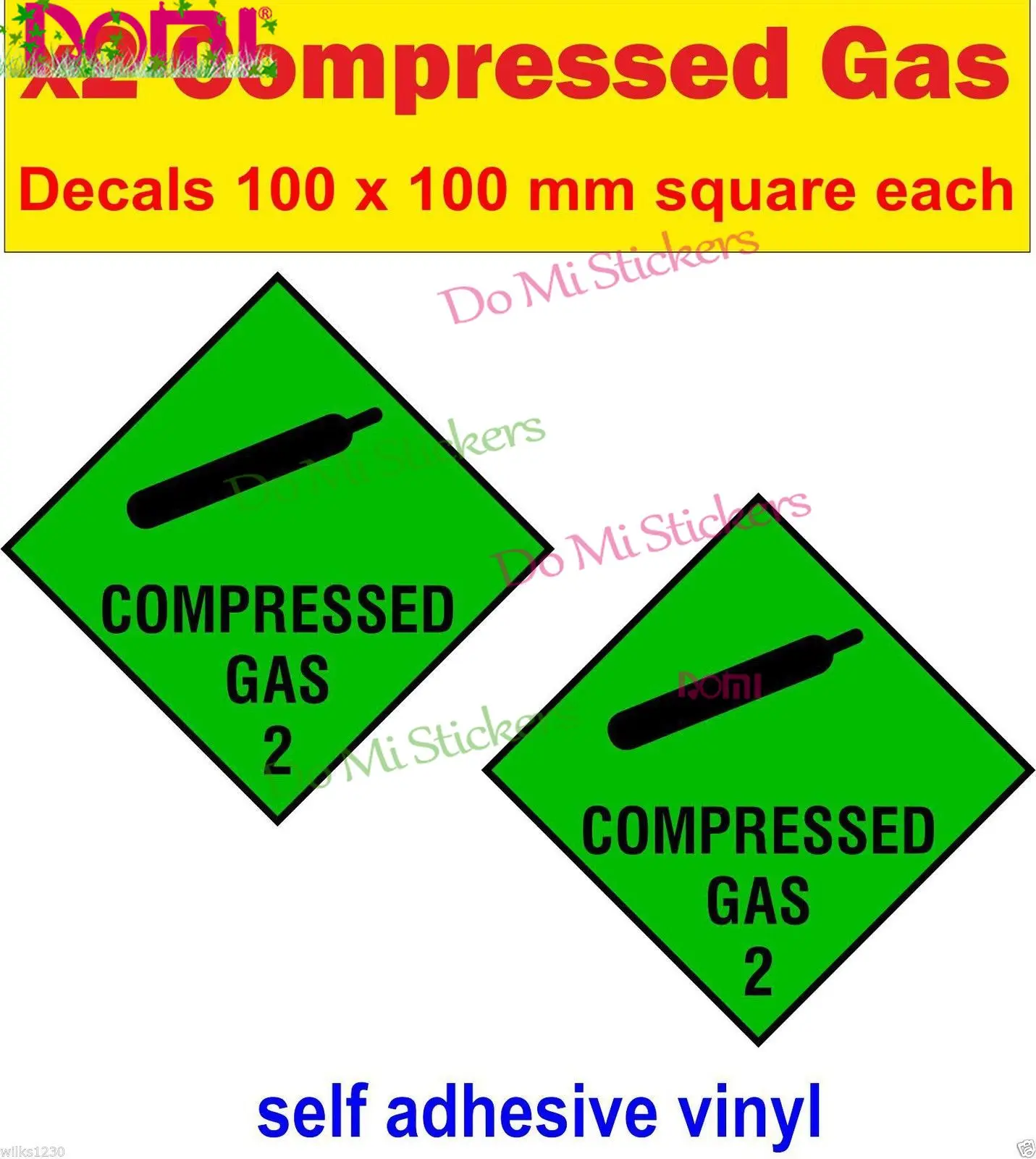 

2x Compressed Gas Scuba Diver Decals Cylinder Diving Bottle Tank Sticker Warning Die Cutting Waterproof PVC