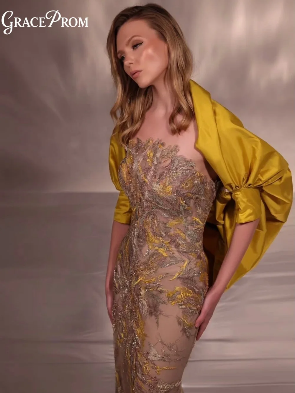 Graceful See Through Sequined Branch Pattern Trumpet Maxi Formal Party Dress 2026 Evening Gown For Wedding Guests فساتين سهرة