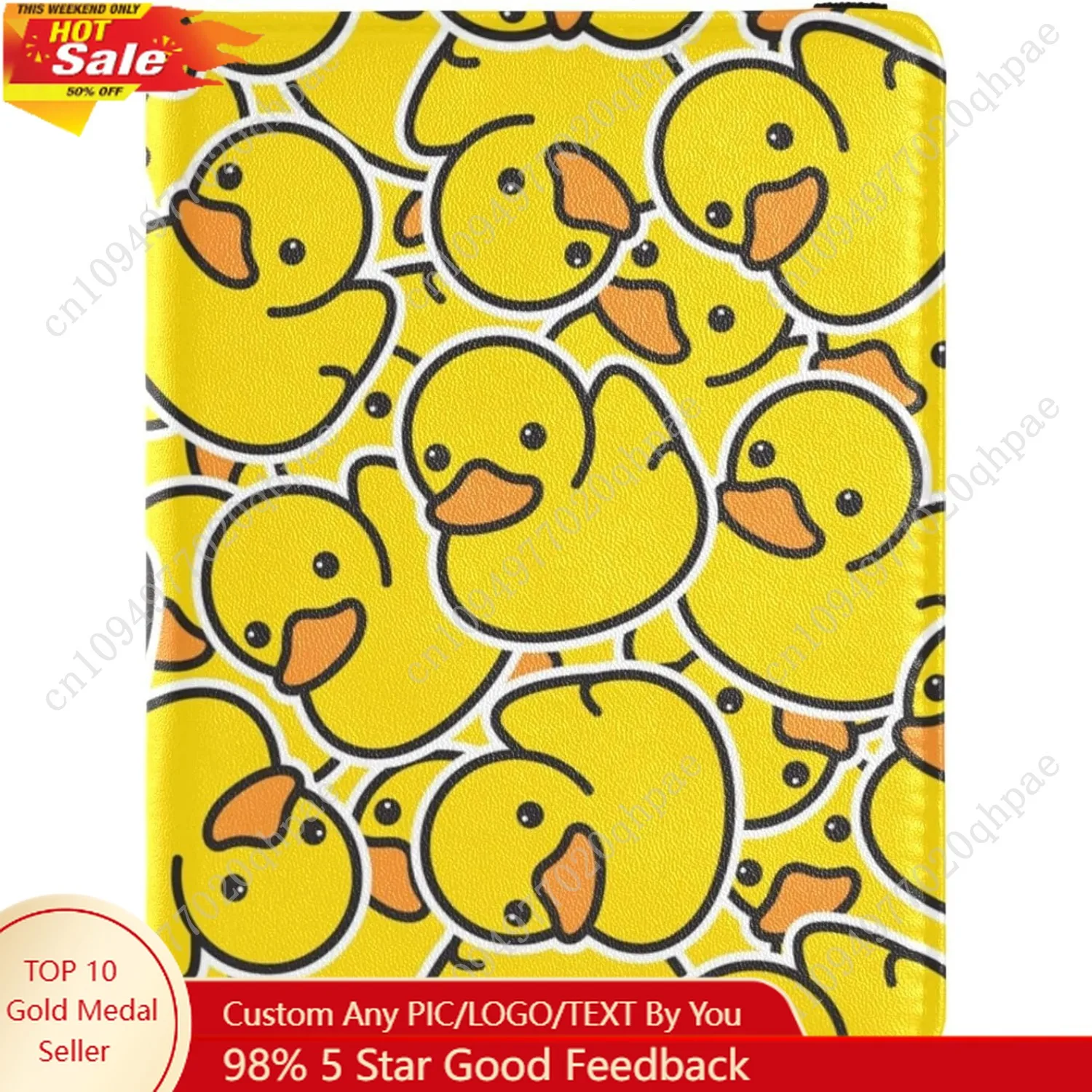 

OTVEE Personalized Vaccination Passport Holder Yellow Duck Passionate Passport Wallet Vaccine Card Case Protector Cover RFID Cov